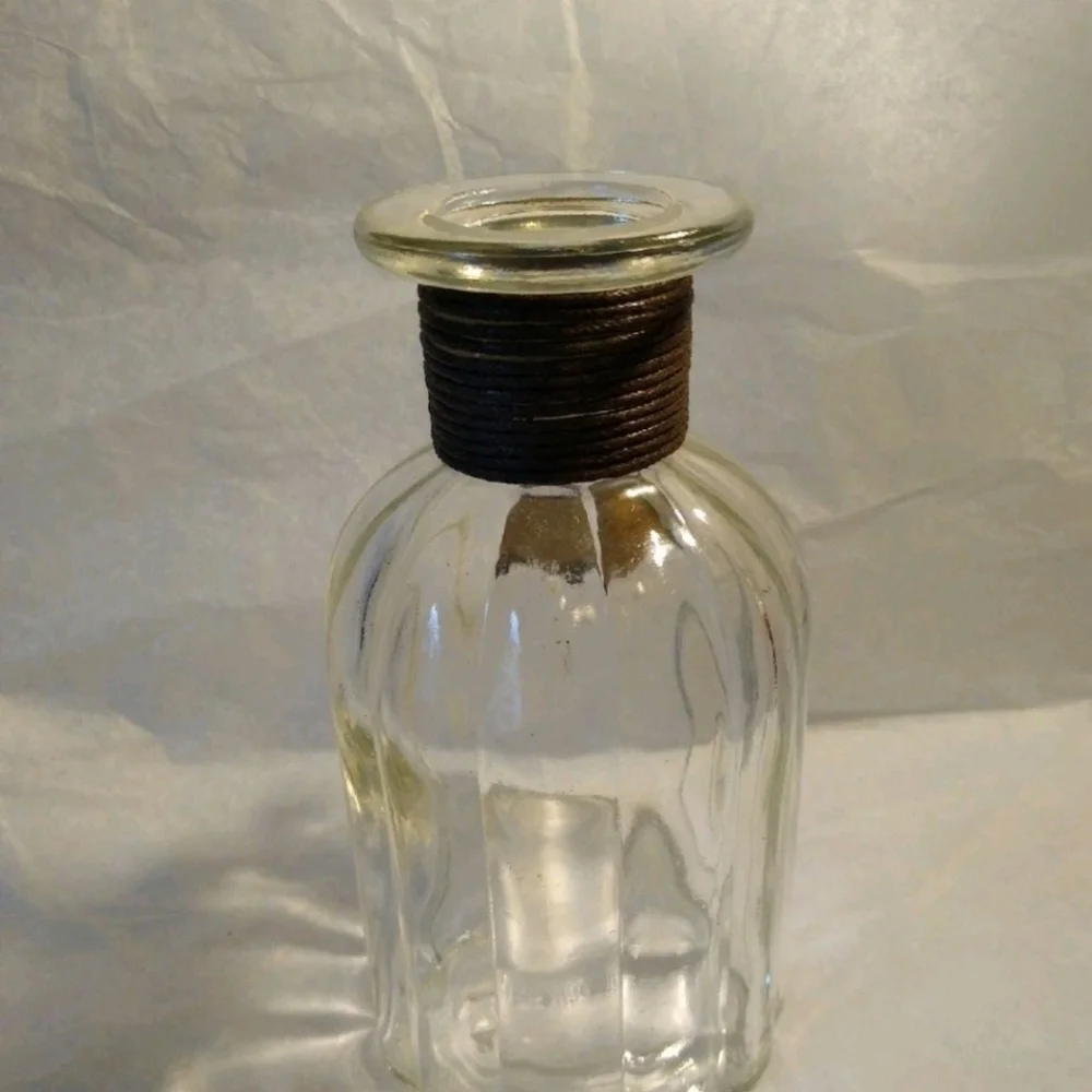 Pier 1 Ribbed Clear Glass Bottle Vintage